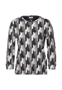 Langarmshirt met een geometrisch patroon in grijs-, zwart- en wittonen. Gemaakt van zachte stof met een ronde hals.