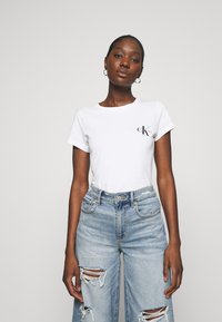 Calvin Klein Jeans MONOLOGO SLIM TEE 2 PACK - T-shirt básica - crushed orange/bright white