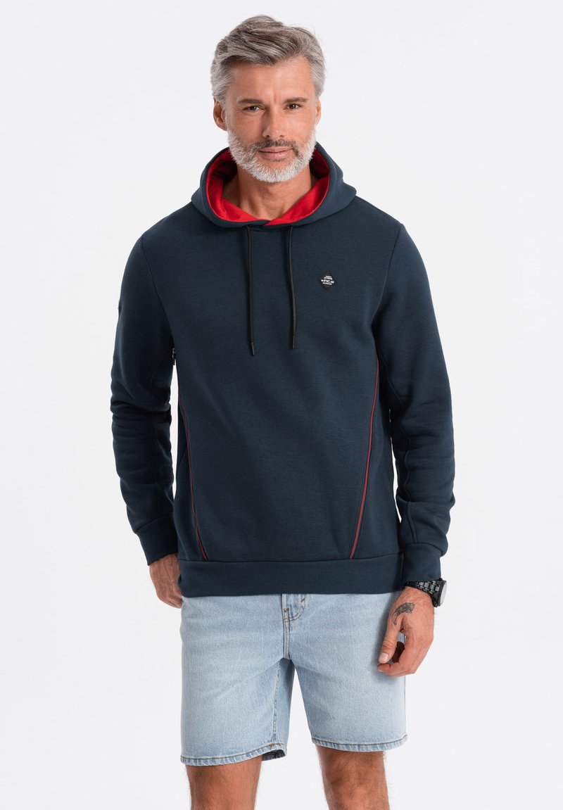 Ombre HOODED WITH ZIPPED POCKET - Jersey con capucha - navy blue