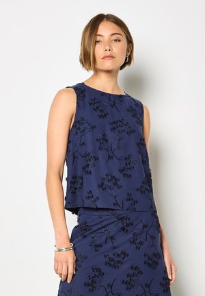 EMBROIDERED FLORAL  - Top - navy