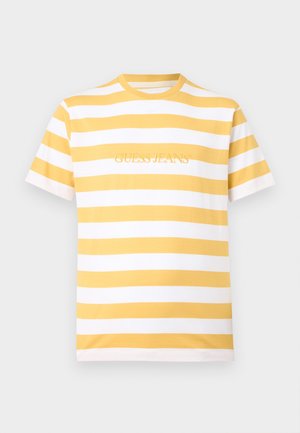 Guess Jeans, GJ SS CN REG STRIPED YD TEE - T-shirts print - white/yellow fie