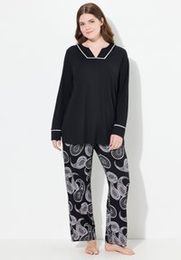 Ulla Popken PAISLEY PRINT TWO PIECE SET - Pigiama - black