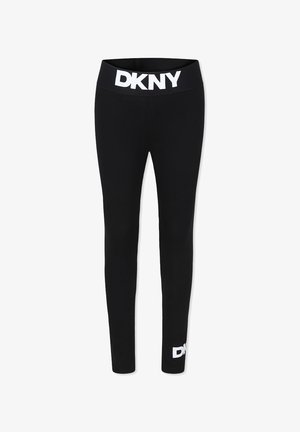 Leggings negros con una amplia cinturilla de logo DKNY. Fabricados con un material suave y elástico, presentan una silueta ajustada y detalle del logo en la pierna.