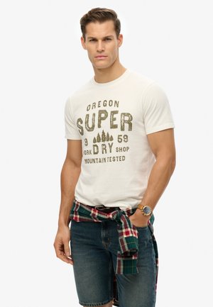 Superdry & Co WORK SHOP - T-shirt print - cream
