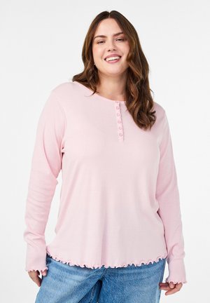 MIT KNÖPFEN UND WELLIGEN KANTEN - Top s dlhým rukávom - parfait pink