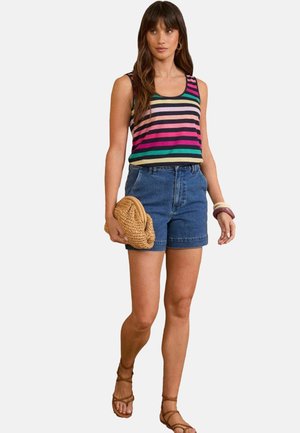 PETITE FIT  - Linne - navy rainbow stripe