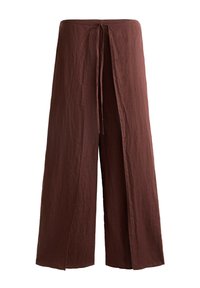 LINEN LAYERED STRAIGHT-LEG - Nadrágok - mottled brown