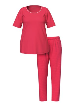 Ulla Popken, SCHLAFANZUG, PUNKTE, RUNDHALS, HALBARM SET - Nattøj sæt - fuchsia red
