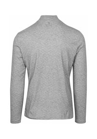 Grijs T-shirt met lange mouwen, gemaakt van zacht katoen. Eenvoudige ronde hals, gladde textuur en rechte zoom, geschikt voor casual gebruik.