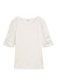 TOM TAILOR T-SHIRT T-SHIRT MIT RAFFÄRMELN - T-shirt basic - whisper white