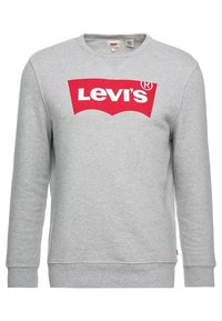 Sudadera gris de manga larga, con puños y dobladillo acanalados. Cuenta con un gran logotipo rojo de Levi's en el pecho. Fabricada con material de mezcla de algodón.