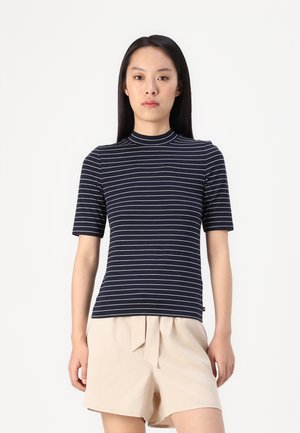 MOCK NECK STRIPE  - Tričko s potlačou - navy/white