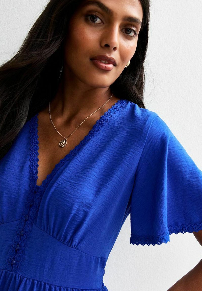 New Look BUTTON THROUGH MIDI - Shirt dress - blue - Zalando