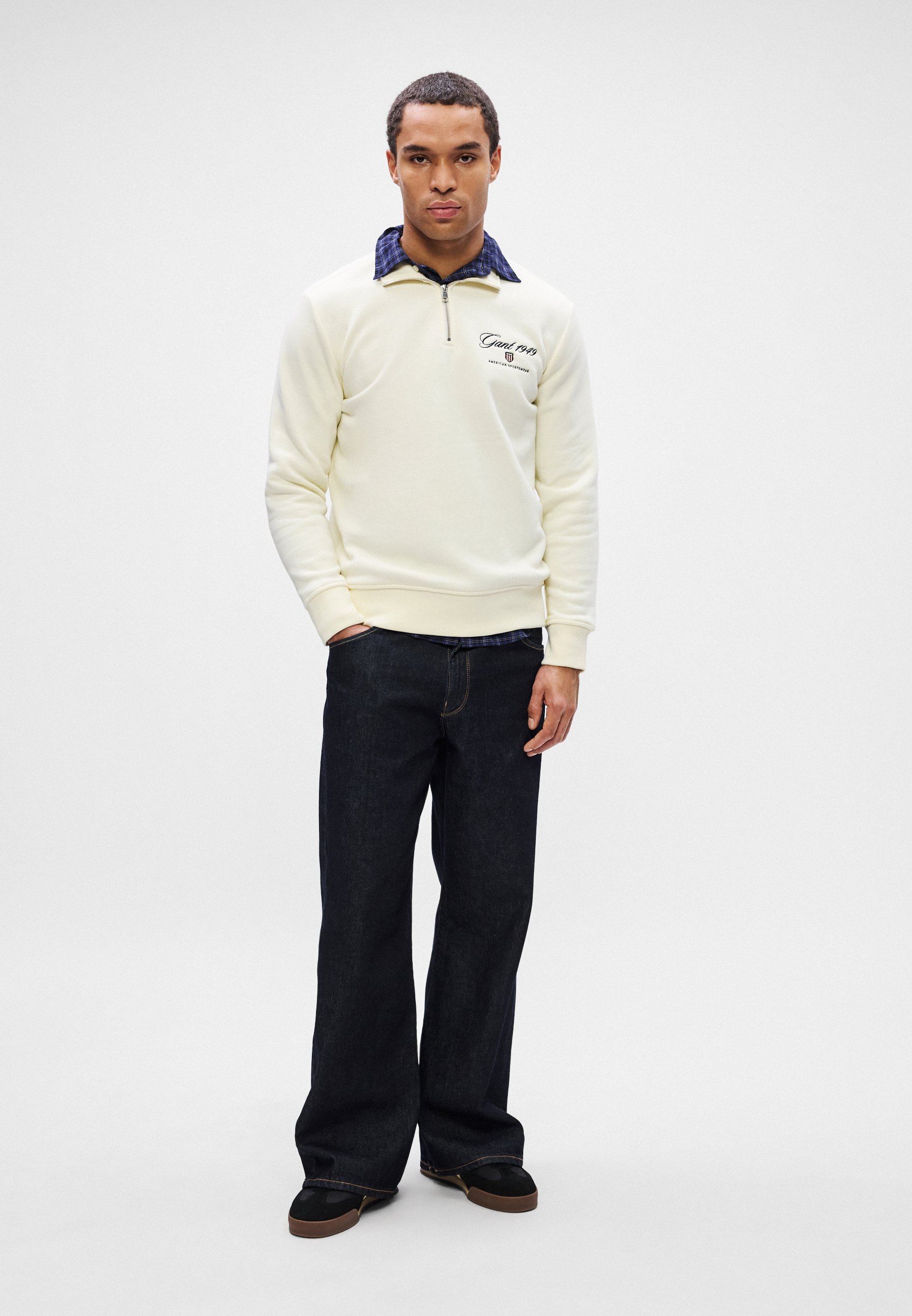 GANT GRAPHIC HALF ZIP - Sweatshirt - cream/off-white - Zalando.co.uk