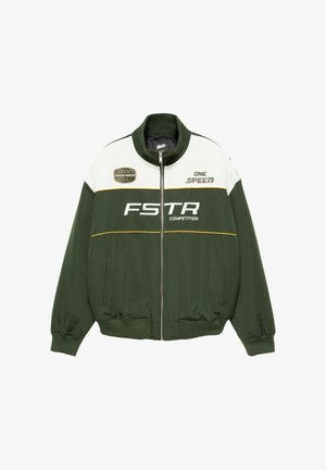 PULL&BEAR, RACING GRAPHIC - PUFFER JACKET - Blouson bomber - light green