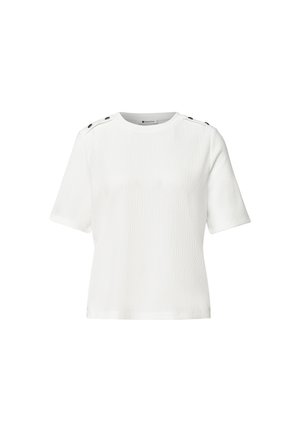 Street One, ROUND-NECK T-SHIRT WITH BUTTON DETAILS - T-shirt basique - off white