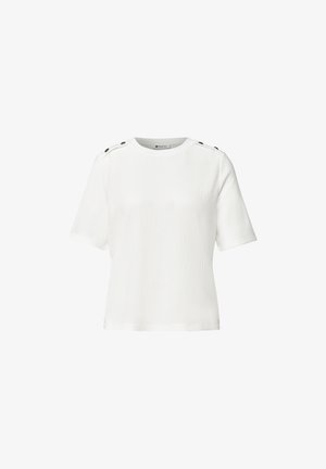 Street One, ROUND-NECK T-SHIRT WITH BUTTON DETAILS - T-paita - off white