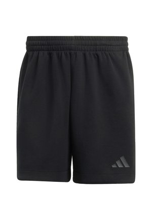 Čierne športové šortky z ľahkej tkaniny, so elastickým pásom a jemným logom na spodnej ľavej strane.