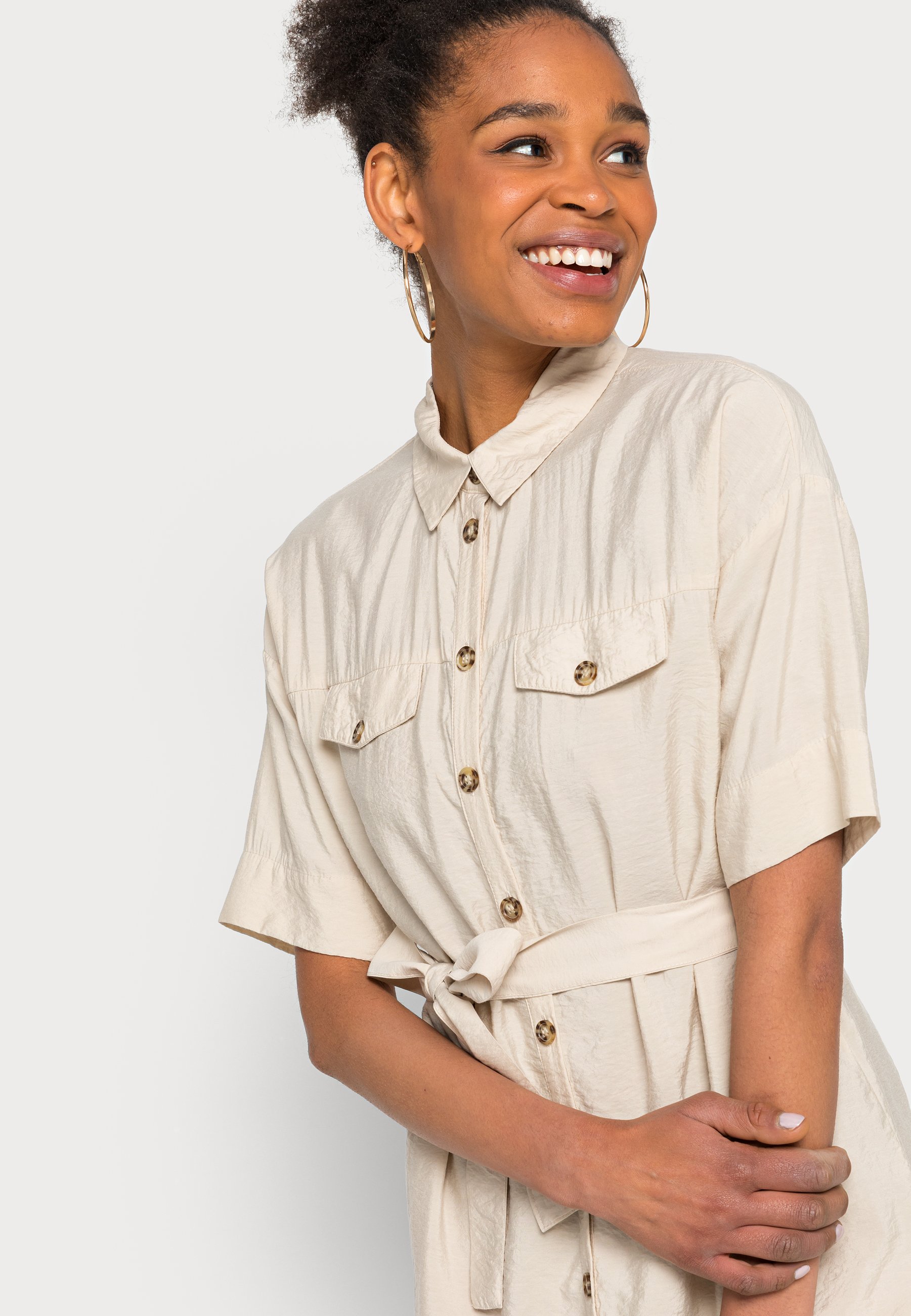 Vero Moda Vmlena Pocket Dress Shirt Dress Oyster Grey, Women's, Size: XL, Blue