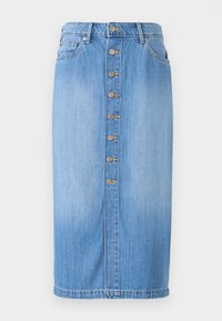 MIDI SKIRT - Denim shorts - medium indigo