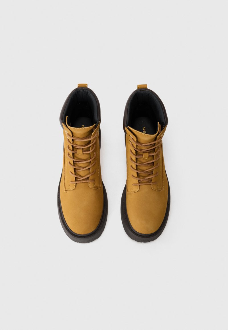Lederen veters voor schoenen, laarzen, boots, 120 cm, geel/bruin, 120 cm