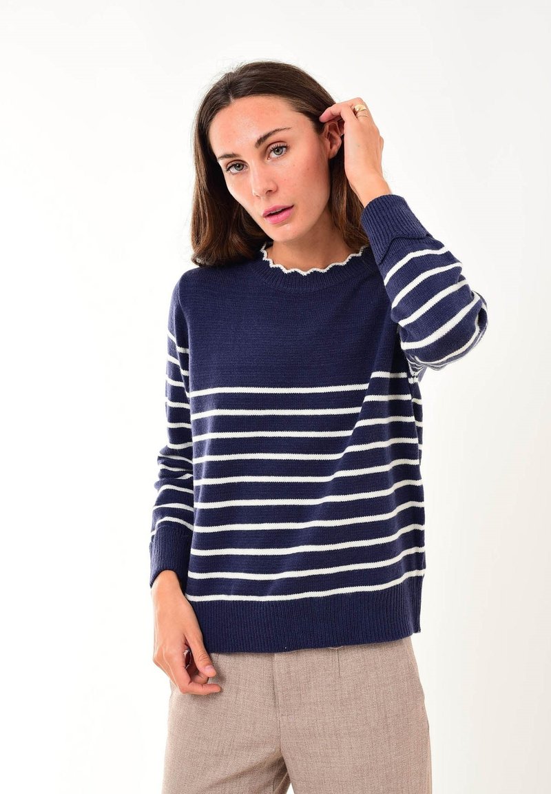 Damen Strickjacken | SOHUMAN VISBY Strickpullover blue white/blau - RD39266 Damen Strickjacken | SOHUMAN VISBY Strickpullover blue white/blau - RD39266