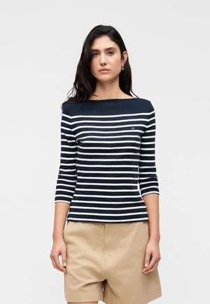 Tommy Hilfiger BOAT NECK THREE-QUARTER SLEEVE T-SHIRT - Hosszú ujjú felső - dark night navy/ecru