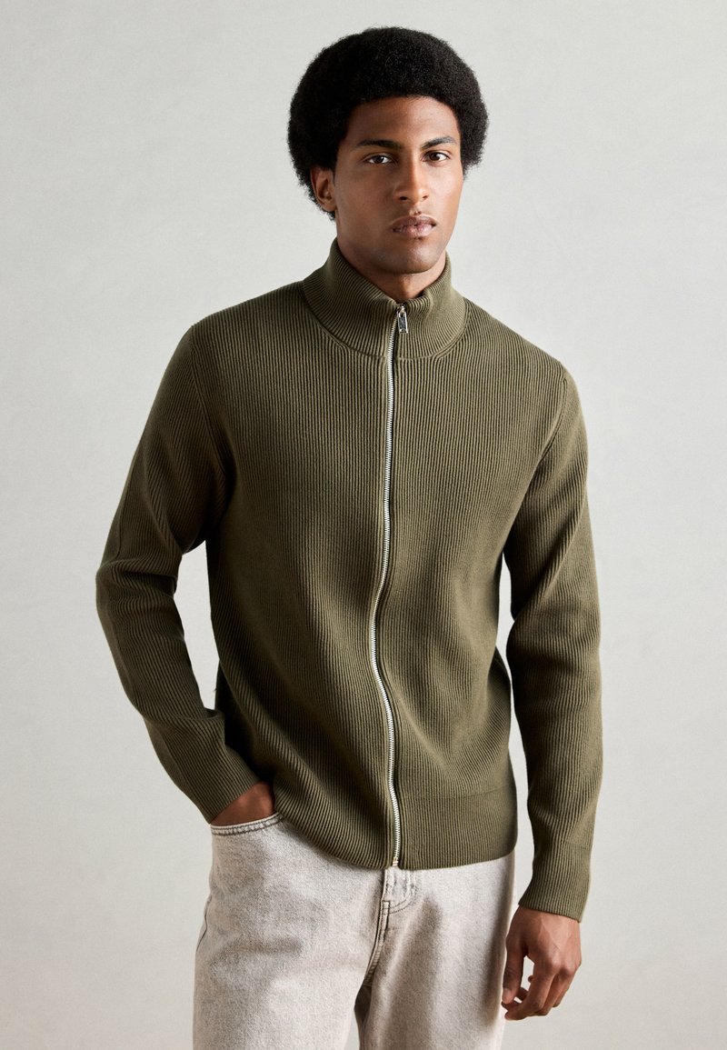 Lindbergh ZIP CARDIGAN - Kardigán - olive