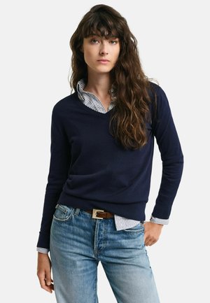 FINE V-NECK  - Strickpullover - evening blue
