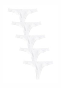 Set di cinque perizoma bianchi in cotone con design semplice, elastico in vita e piccolo fiocco decorativo sul davanti.