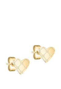 Guldörhängen i hjärtform med stift har ett texturerat mönster med präglade detaljer och en slät yta. Passar för både avslappnad och formell klädsel.