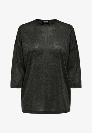 Must räbal, laia lõikega tipp, millel on kolmandiku pikkusega varrukad, õrnalt sädelev tekstuur ja ümar kaelus. Pehme, kerge materjal.