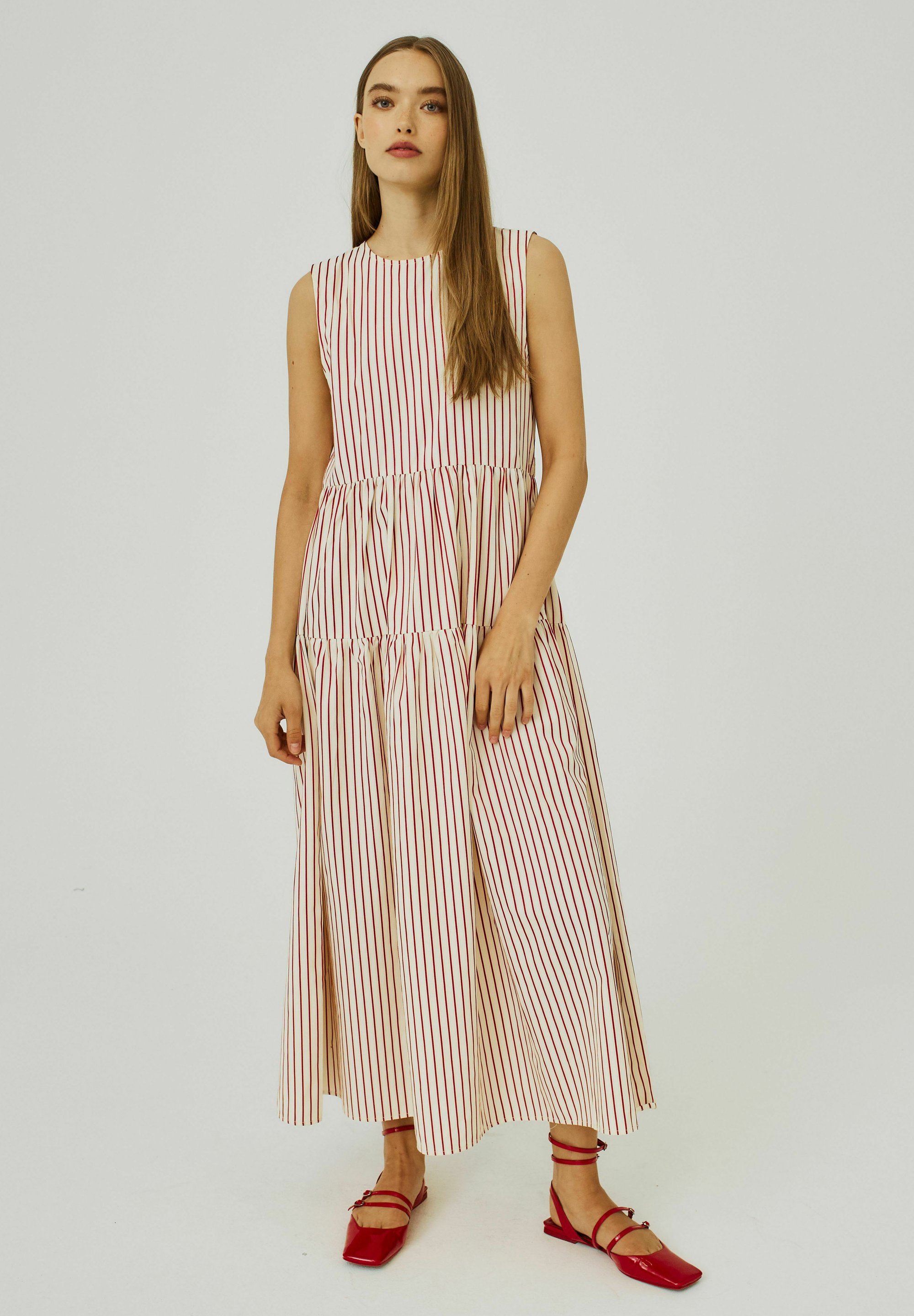NORR LINNA Maxi dress red stripes/red