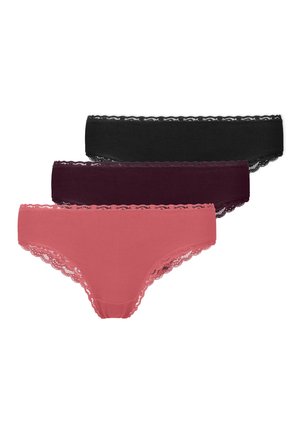 3PACK - Slip - Mix Mauve/Weinrot/Schwarz
