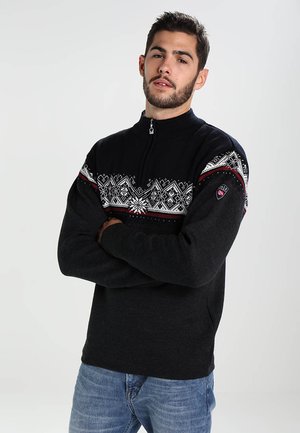 Dale of Norway ST. MORITZ MASCULINE SWEATER - Strikkegenser - teer vig/raspberry/black/off white