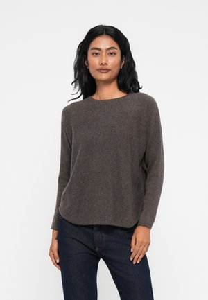 CURVED SWEATER FRINGES - Pullover - cacao