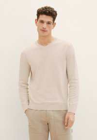 TOM TAILOR MIT V-AUSSCHNITT - Pullover - silver ecru light melange