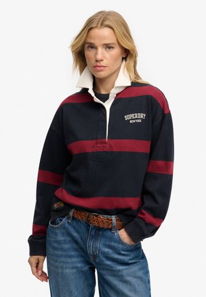 HERITAGE STRIPE RUGBY - Poloshirts - navy port red