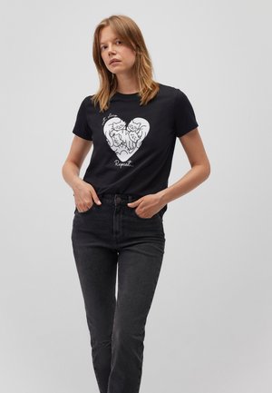 Mavi KURZARM CAT HEART - Print T-shirt - black