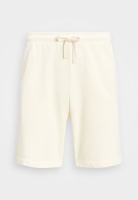 Krämfärgade shorts i mjukt tyg, med resårmidja och dragsko, samt rak passform utan synliga mönster.