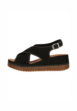 KASSANDA - Platform sandals - black nubuck