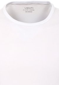 White crew-neck t-shirt made from 95% cotton and 5% elastane. Smooth texture, size medium, with "VENTI" label inside collar.