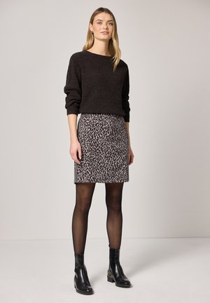 MIT LEO-MUSTER - Minirock - braun