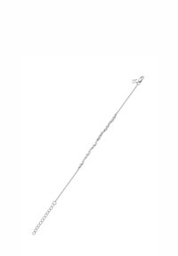 Silver chain bracelet with oval links, featuring a lobster claw clasp and an adjustable length for secure fit. Smooth texture and polished finish.