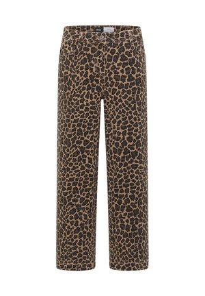 Cecil, HIGH WAIST WIDE LEG JEANS MIT LEO-MUSTER - Wide Leg - creamy mocha