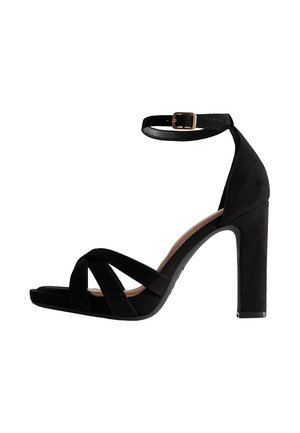 CROSSOVER FRONT STRAP PLATFORM - High heeled sandals - black