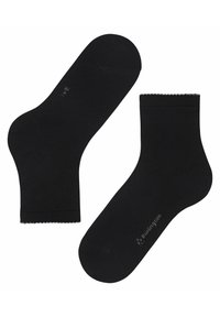 Calze alla caviglia nere con motivo a diamante, realizzate in materiale testurizzato. Presentano una fascia a coste e un logo sottile sul lato.