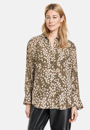 LANGARM - Button-down blouse - khaki shell vanilla druck