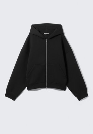 Weekday, SCUBA ZIP HOODIE - Felpa con zip - black