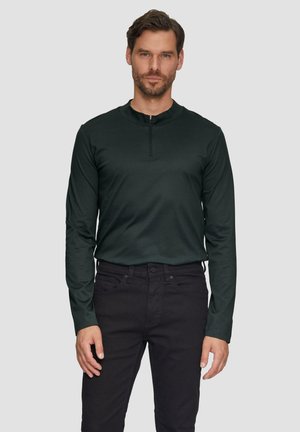 s.Oliver BLACK LABEL MIT REISSVERSCHLUSS AUS MERCERISIERTER  - Langarmshirt - tannengrün